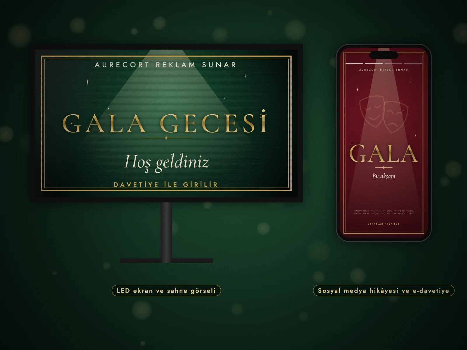 Lansman ve gala — LED ekran ve sosyal medya görselleri